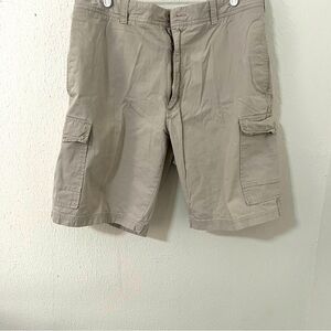 Perry Ellis Cottons Men’s Ripstock Khaki Cargo Shorts Size 38 100% Cotton